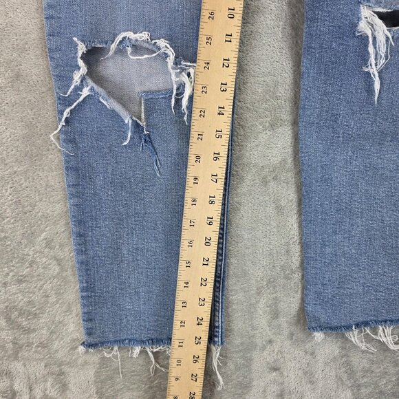 RE/DONE Jeans Womens 29 Blue Distressed Destroyed High Rise Button Fly Raw Hem - Picture 5 of 12